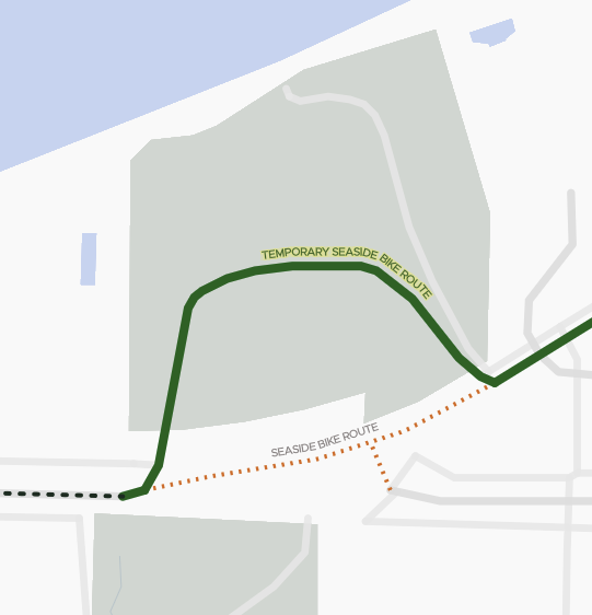 Screenshot of the map showing a detour in Volunteer Park